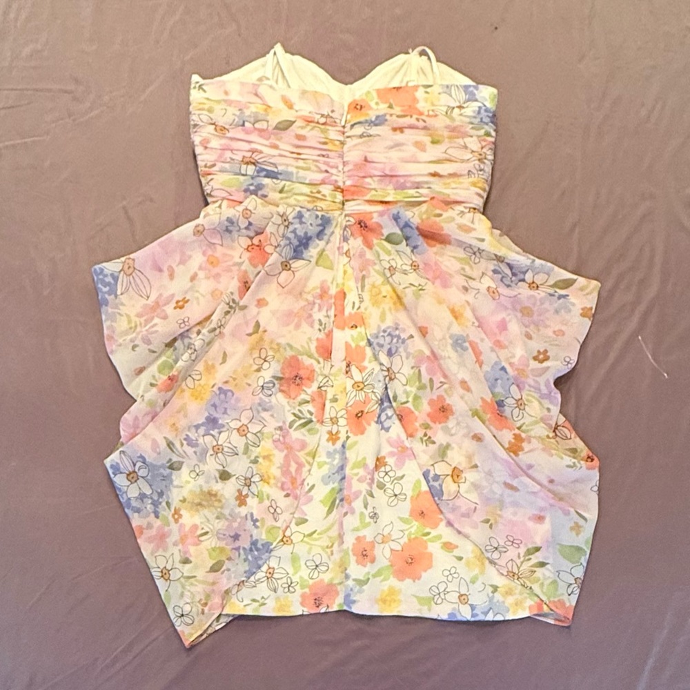 JILL STUART Floral Sweetheart Strapless Mini Dress with Ruffles Size 2/XS $228 - Picture 3 of 13